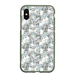 Чехол iPhone XS Max матовый Купюры 1000 Рублей деньги, цвет: 3D-темно-зеленый