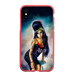 Чехол iPhone XS Max матовый Amy Jade Winehouse, цвет: 3D-красный
