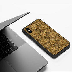 Чехол iPhone XS Max матовый Bitcoins, цвет: 3D-черный — фото 2