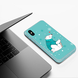 Чехол iPhone XS Max матовый Любовь Мишки, цвет: 3D-мятный — фото 2