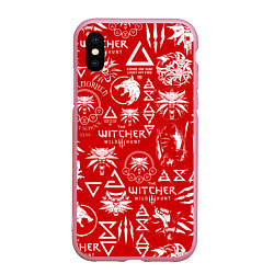 Чехол iPhone XS Max матовый THE WITCHER LOGOBOMBING ЛОГОТИПЫ ВЕДЬМАКА, цвет: 3D-розовый