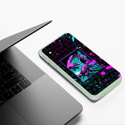 Чехол iPhone XS Max матовый НЕОНОВЫЕ ВОЛНЫ НЕОН ЯПОНИЯ КАНАГАВА, цвет: 3D-салатовый — фото 2