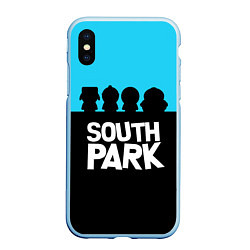 Чехол iPhone XS Max матовый Южный парк персонажи South Park, цвет: 3D-голубой