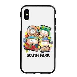 Чехол iPhone XS Max матовый South Park - Южный парк краски, цвет: 3D-черный