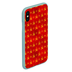 Чехол iPhone XS Max матовый Серп и Молот - СССР, цвет: 3D-мятный — фото 2