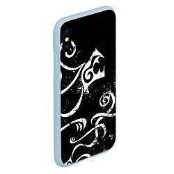 Чехол iPhone XS Max матовый ТАТУИРОВКА ДРАКЕНА WHITE AND BLACK, цвет: 3D-голубой — фото 2