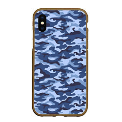 Чехол iPhone XS Max матовый Синий Камуфляж Camouflage, цвет: 3D-коричневый