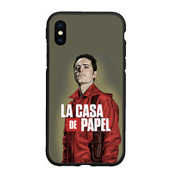 Чехол iPhone XS Max матовый БУМАЖНЫЙ ДОМ БЕРЛИН - LA CASA DE PAPEL, цвет: 3D-черный