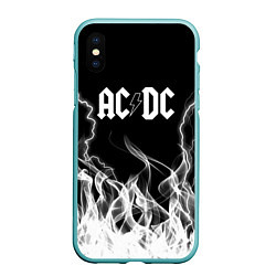 Чехол iPhone XS Max матовый ACDC Fire, цвет: 3D-мятный