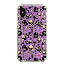 Чехол iPhone XS Max матовый Rock n Roll alive!, цвет: 3D-салатовый