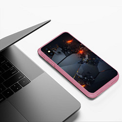 Чехол iPhone XS Max матовый НЕОНОВЫЙ ВЗРЫВ ПЛИТЫ, ОБЛОМКИ NEON EXPLOSION, цвет: 3D-малиновый — фото 2