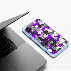 Чехол iPhone XS Max матовый Абстрактные фиалочки, цвет: 3D-голубой — фото 2