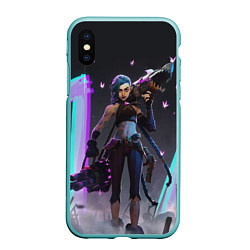 Чехол iPhone XS Max матовый ARCANE JINX League Of Legends, цвет: 3D-мятный