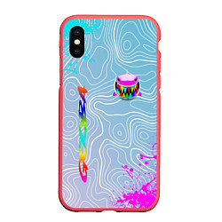 Чехол iPhone XS Max матовый 6IX9INE Gooba Брызги, цвет: 3D-красный