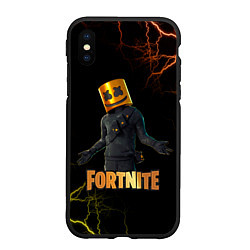 Чехол iPhone XS Max матовый Marshmello Fortnite 3, цвет: 3D-черный