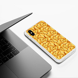 Чехол iPhone XS Max матовый Золотые Биткоины, цвет: 3D-белый — фото 2