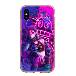 Чехол iPhone XS Max матовый League Of Legends Arcane ДЖИНКС НЕОНОВАЯ КРАСКА, цвет: 3D-розовый