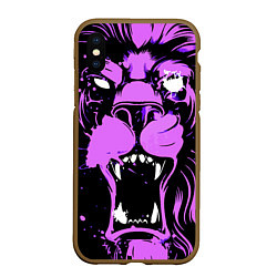 Чехол iPhone XS Max матовый Neon pink lion, цвет: 3D-коричневый