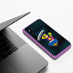 Чехол iPhone XS Max матовый Поко Poco BRAWL STARS соты, цвет: 3D-фиолетовый — фото 2