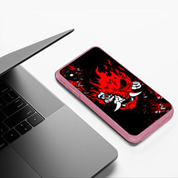 Чехол iPhone XS Max матовый SAMURAI CYBERPUNK 2077 LOGO, цвет: 3D-малиновый — фото 2