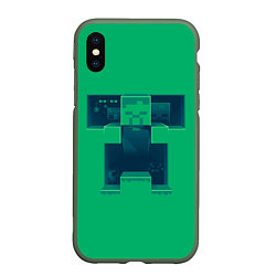 Чехол iPhone XS Max матовый Побег от криперов, цвет: 3D-темно-зеленый