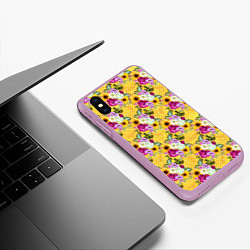 Чехол iPhone XS Max матовый Подсолнухи и цветы, цвет: 3D-сиреневый — фото 2