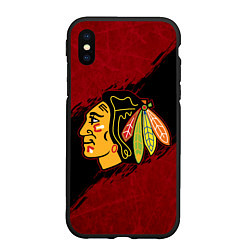 Чехол iPhone XS Max матовый Chicago Blackhawks, Чикаго Блэкхокс, цвет: 3D-черный