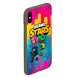 Чехол iPhone XS Max матовый BRAWL STARS ВМЕСТЕ, цвет: 3D-темно-зеленый — фото 2