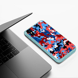 Чехол iPhone XS Max матовый Красно-синий камуфляж, цвет: 3D-мятный — фото 2