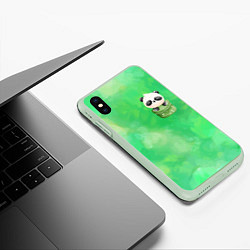 Чехол iPhone XS Max матовый Милая панда в кармане, цвет: 3D-салатовый — фото 2