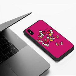Чехол iPhone XS Max матовый Romero Britto - flying hearts, цвет: 3D-черный — фото 2