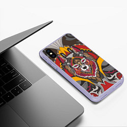 Чехол iPhone XS Max матовый Этника Волк Узоры, цвет: 3D-светло-сиреневый — фото 2