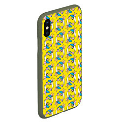 Чехол iPhone XS Max матовый Летний узор Забавные бананчики, цвет: 3D-темно-зеленый — фото 2