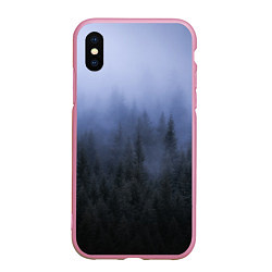 Чехол iPhone XS Max матовый КРАСИВЫЙ ЛЕС В ТУМАНЕ, цвет: 3D-розовый