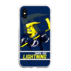 Чехол iPhone XS Max матовый Тампа-Бэй Лайтнинг, Tampa Bay Lightning, цвет: 3D-белый