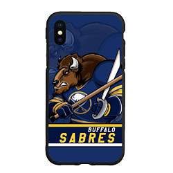 Чехол iPhone XS Max матовый Баффало Сейберз, Buffalo Sabres, цвет: 3D-черный