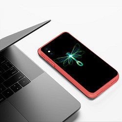 Чехол iPhone XS Max матовый Неоновая стрекоза, цвет: 3D-красный — фото 2