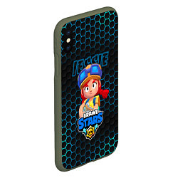 Чехол iPhone XS Max матовый Джесси Jessie BRAWL STARS соты, цвет: 3D-темно-зеленый — фото 2