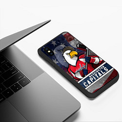 Чехол iPhone XS Max матовый Вашингтон Кэпиталз, Washington Capitals, цвет: 3D-черный — фото 2