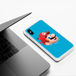 Чехол iPhone XS Max матовый Mario арт, цвет: 3D-белый — фото 2