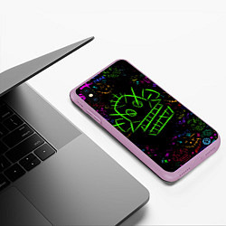 Чехол iPhone XS Max матовый League Of Legends неон - Arcane, цвет: 3D-сиреневый — фото 2