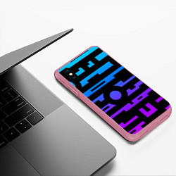 Чехол iPhone XS Max матовый Неоновая геометрия Neon, цвет: 3D-малиновый — фото 2