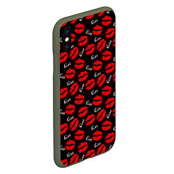 Чехол iPhone XS Max матовый Kiss поцелуи, цвет: 3D-темно-зеленый — фото 2