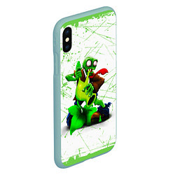 Чехол iPhone XS Max матовый Plants vs Zombies зомби против горохострела, цвет: 3D-мятный — фото 2