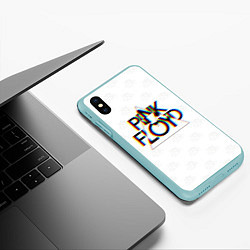 Чехол iPhone XS Max матовый PINK FLOYD LOGO ПИНК ФЛОЙД ГЛИТЧ, цвет: 3D-мятный — фото 2