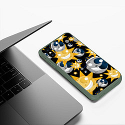 Чехол iPhone XS Max матовый Солнце и Луна из FNAF Security Breach Паттерн, цвет: 3D-темно-зеленый — фото 2