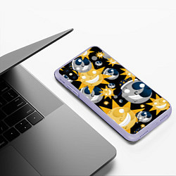 Чехол iPhone XS Max матовый Солнце и Луна из FNAF Security Breach Паттерн, цвет: 3D-светло-сиреневый — фото 2