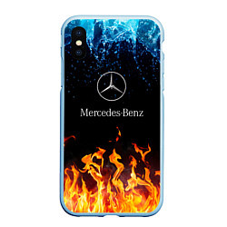 Чехол iPhone XS Max матовый Mercedes-Benz: Вода и Огонь, цвет: 3D-голубой