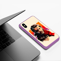 Чехол iPhone XS Max матовый Босс с повязкой, цвет: 3D-фиолетовый — фото 2