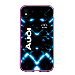 Чехол iPhone XS Max матовый Audi Neon, цвет: 3D-фиолетовый